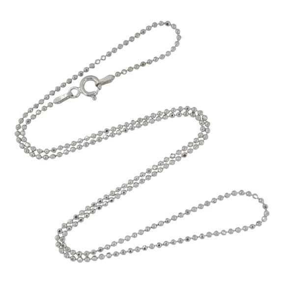 Ball Bead Chain Necklace | Italian Vintage Sterling Silver 925 | 18" - Picture 1 of 3